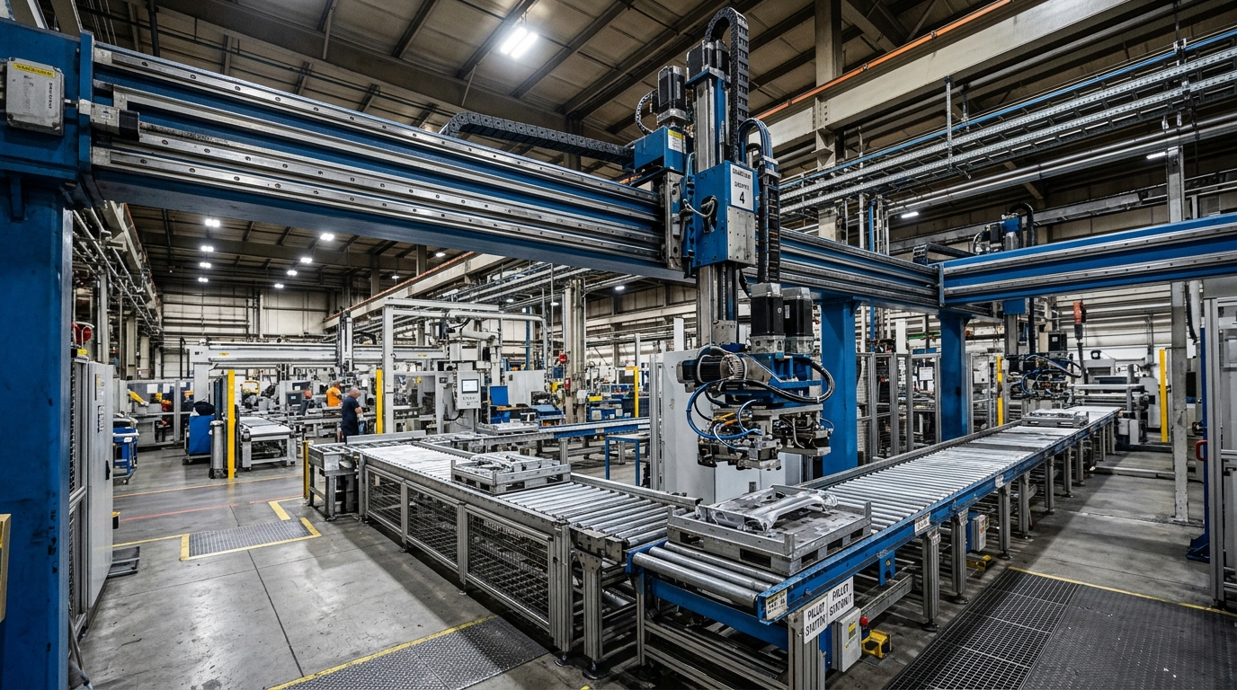 Overhead gantry pick and place automation system