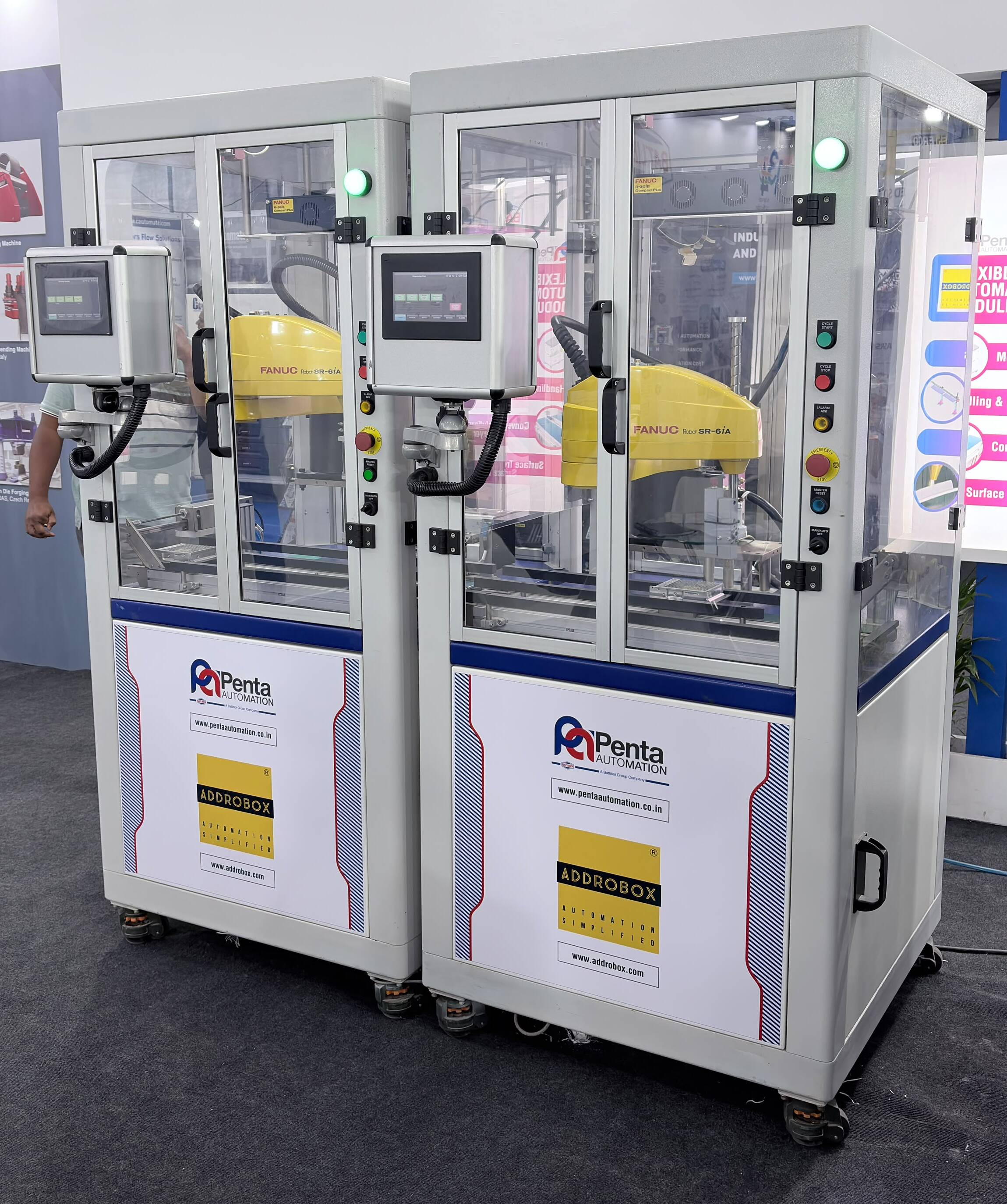ADDROBOX modular robot work cell on the production floor